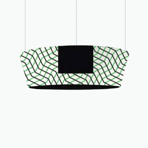 pour vos salons. structure dites ovni. enseignes suspendues tubes avec tissu imprimé.